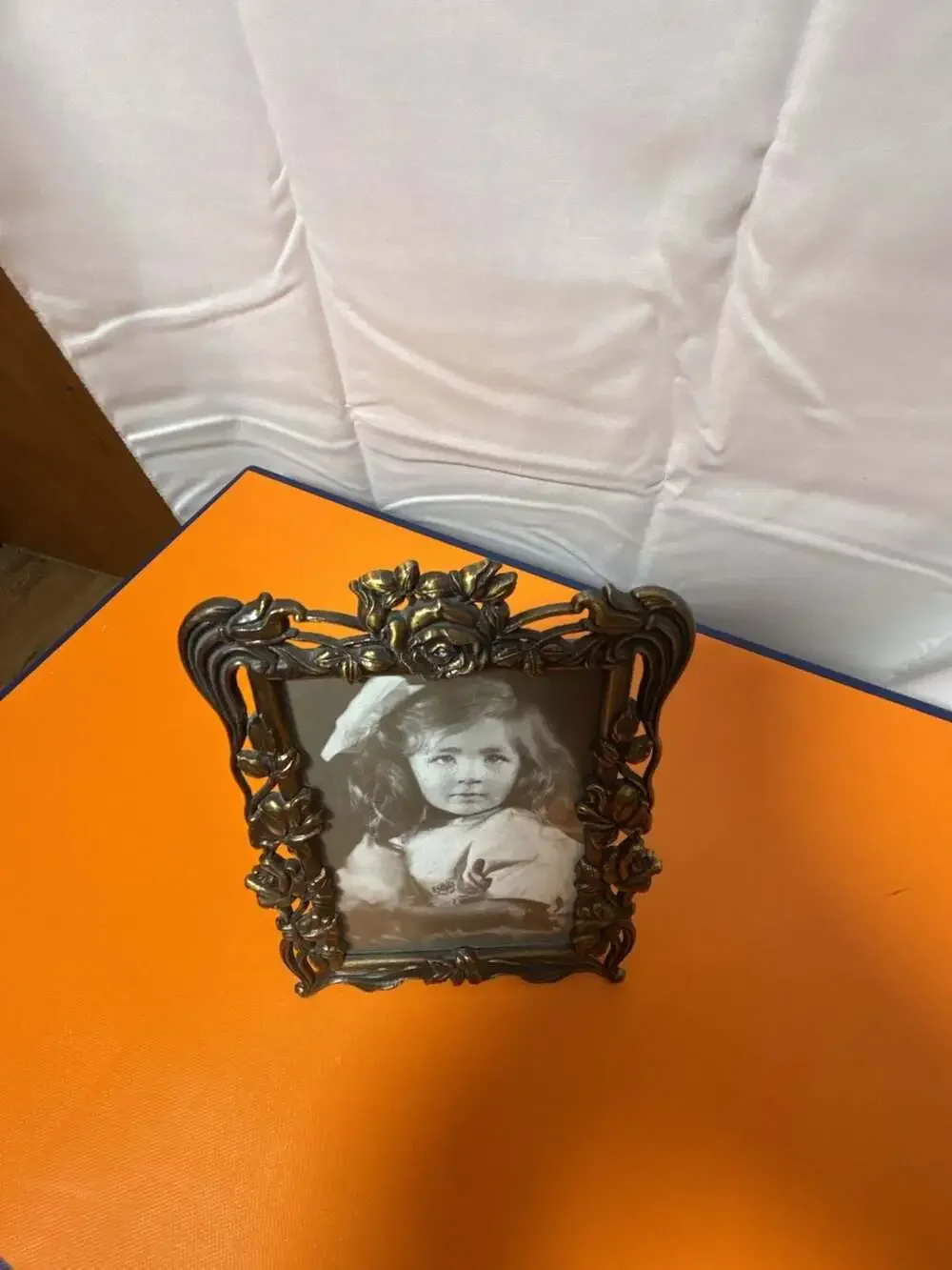 Vintage Ornate Rose Floral Metal Picture Frame Gold-Tone Made in Korea